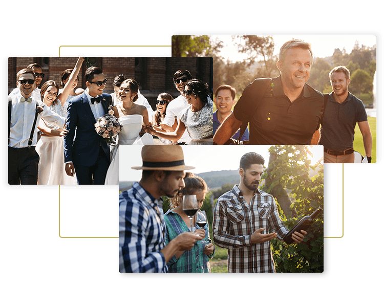A wedding party, associates playing golf, friends on a limo wine tour are all living in the moment with Go Luxe luxury transportation experiences for Los Angeles and Southern California
