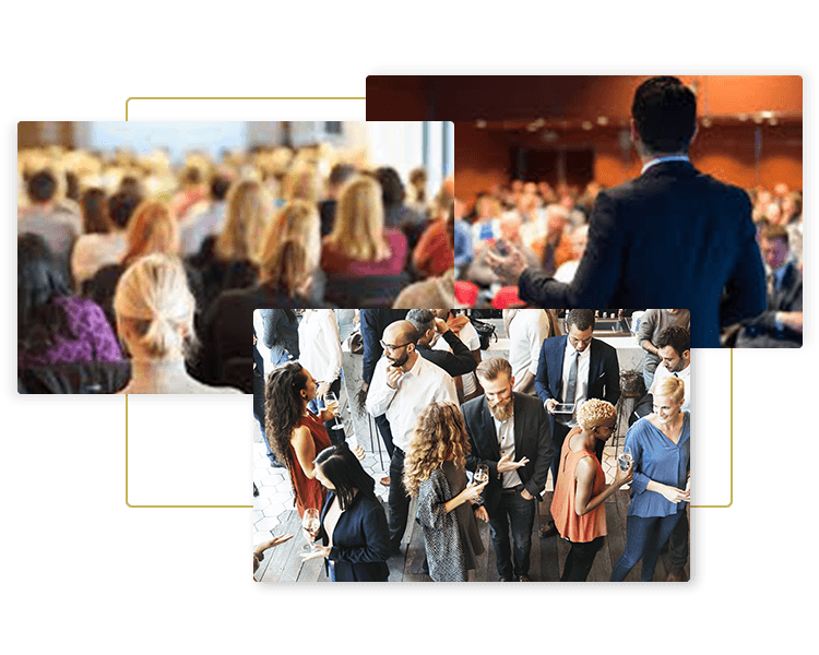 Business people at conferences, conventions, and meetings that would use Go Luxe corporate transportation and limousine service