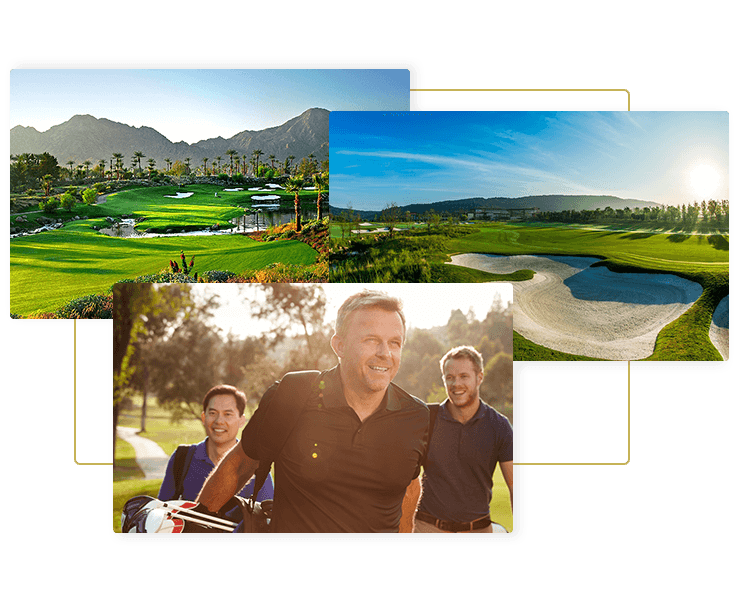 Images of golfers and beautiful golf courses in Los Angeles and Palm Spring for Big Jean Transportation premium golf outings and golf transportation